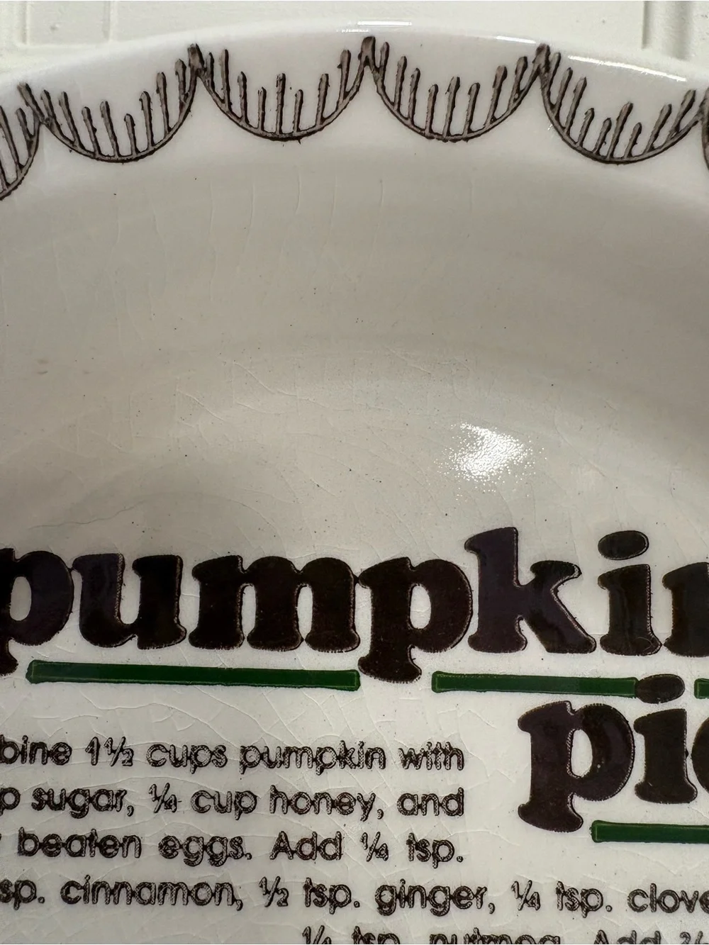 Pumpkin Pie Decorative Serving Plate - White with Orange Pumpkin